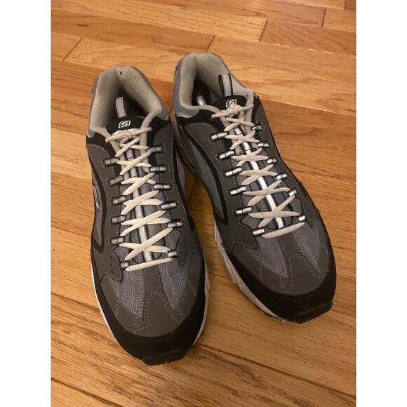 Skechers men's grey laced up casual or athletic sneakers size 14 - Picture 1 of 10